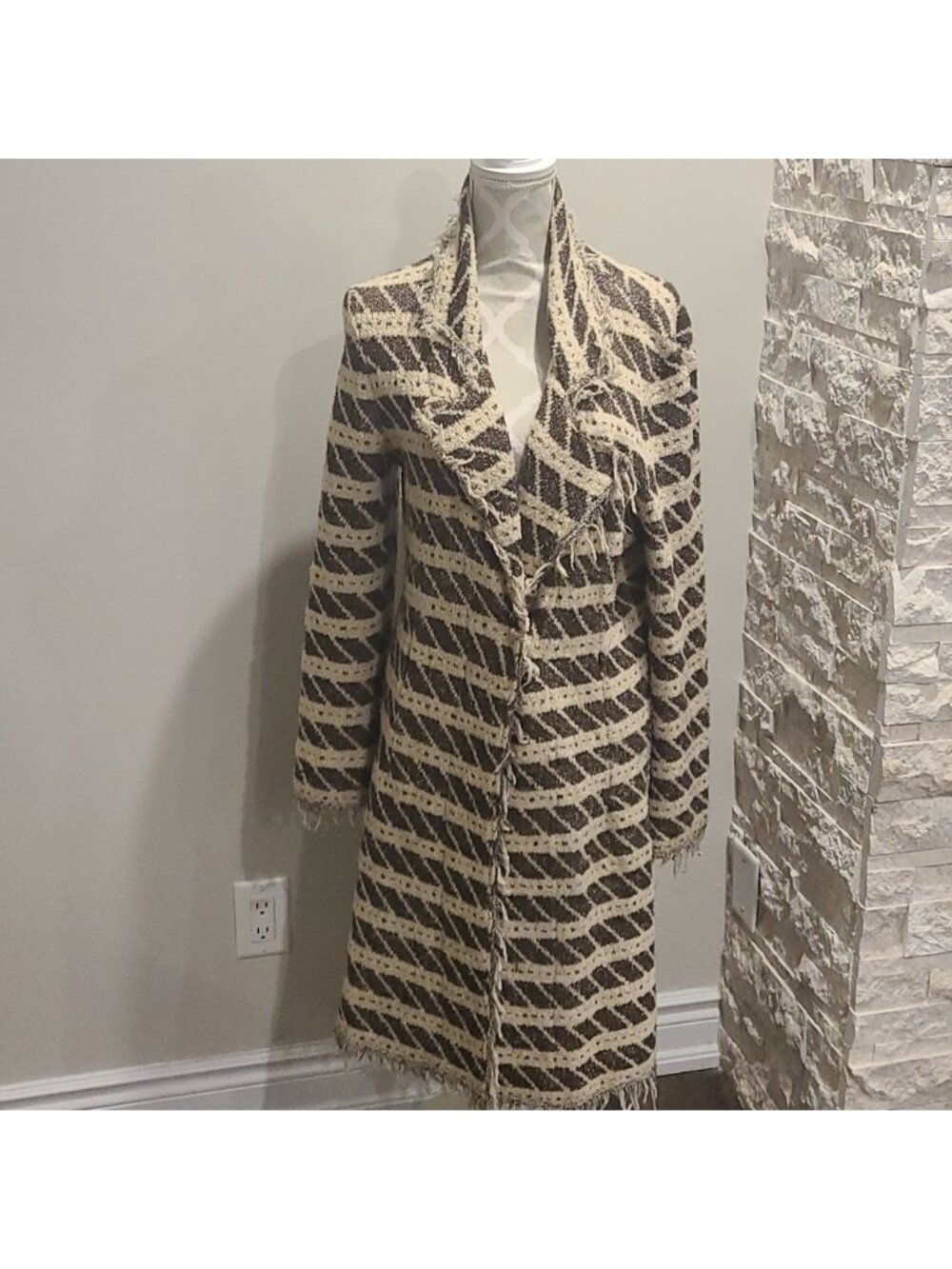 Katherine Barclay Aztec wool blend sweater jacket